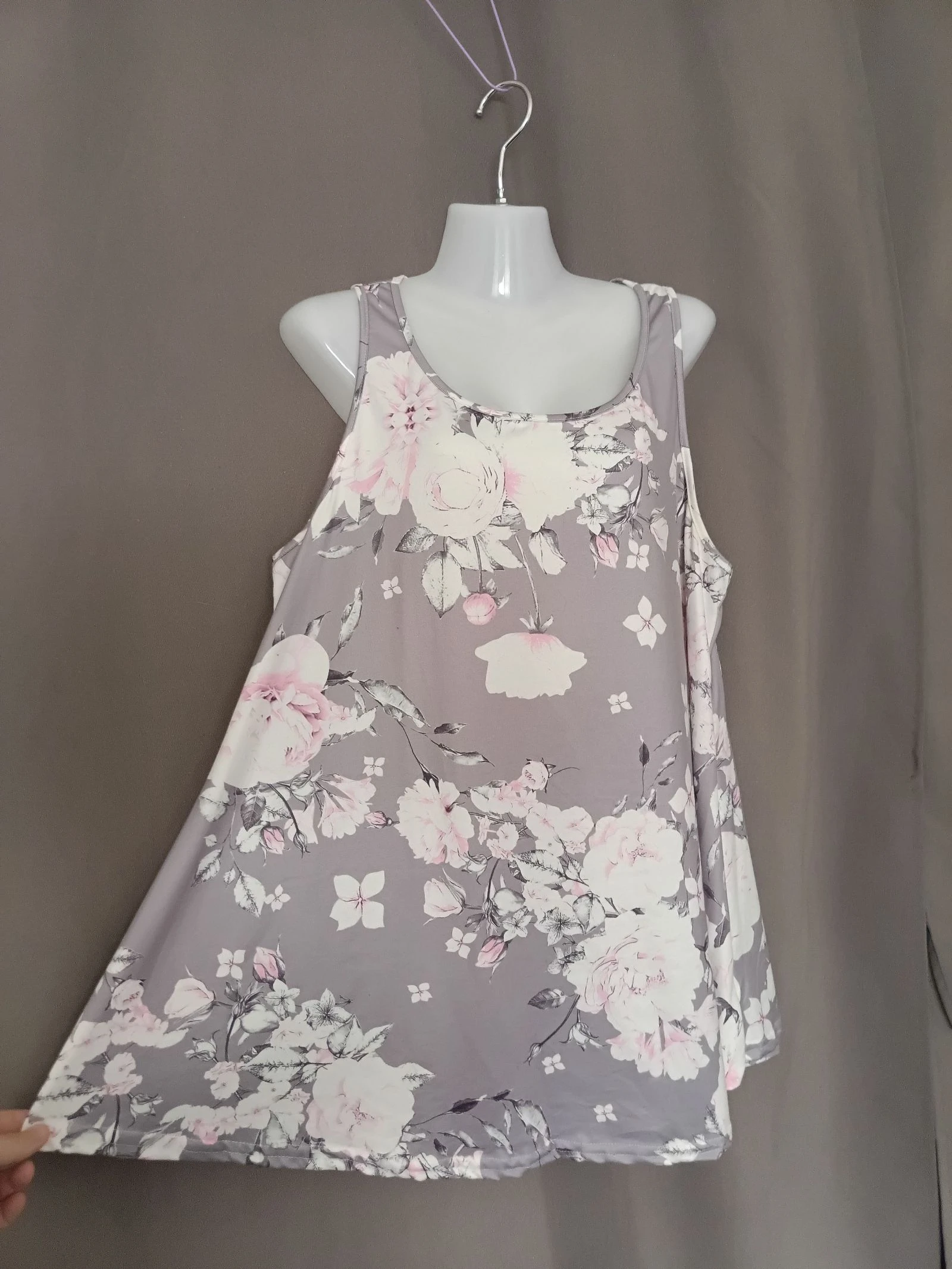 Ensemble tunique fleurs leggings gris 1XL